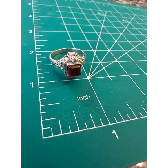 Amber Bali Sterling Silver Hinged Poison Ring Size 8 New Gift - Picture 13 of 14